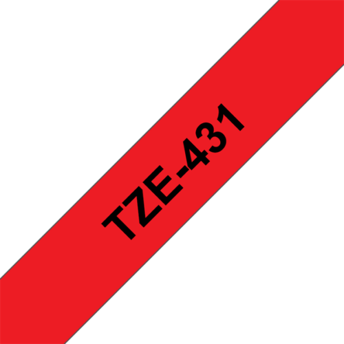 BROTHER szalag TZe-431, Piros alapon Fekete, Laminált, 12mm  0.47", 8 méter
