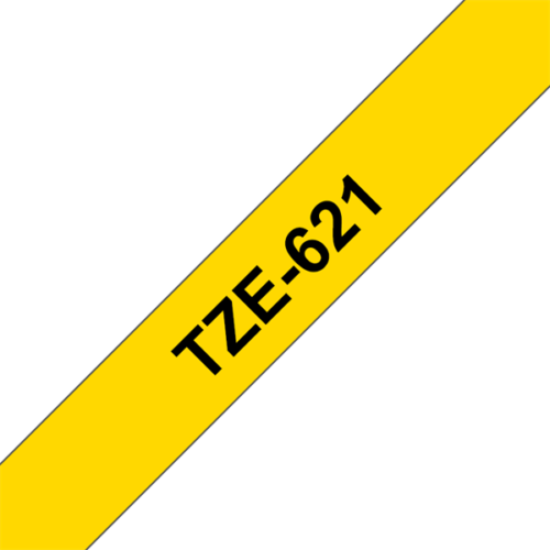 BROTHER szalag TZe-621, Sárga alapon Fekete, Laminált, 9mm  0.35", 8 méter