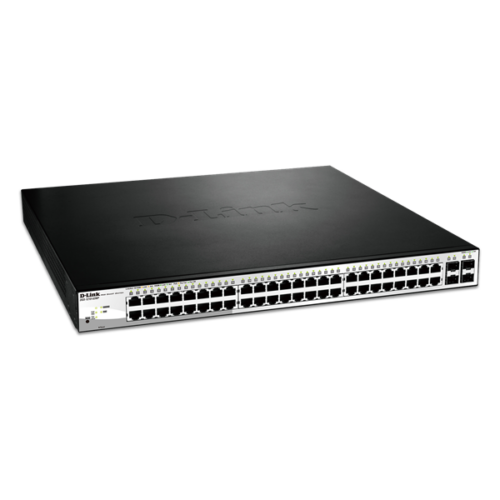 D-LINK Switch 48x1000Mbps (48xPOE) + 4xGigabit kombó SFP Menedzselhető Rackes, DGS-1210-52MP