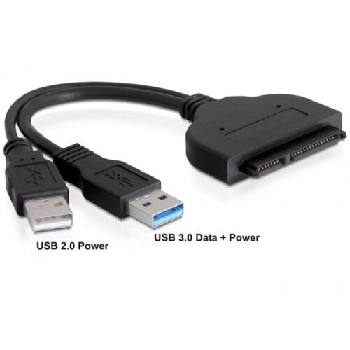 DELOCK Átalakító USB 3.0-A male + USB 2.0-A male to SATA 6Gb/s