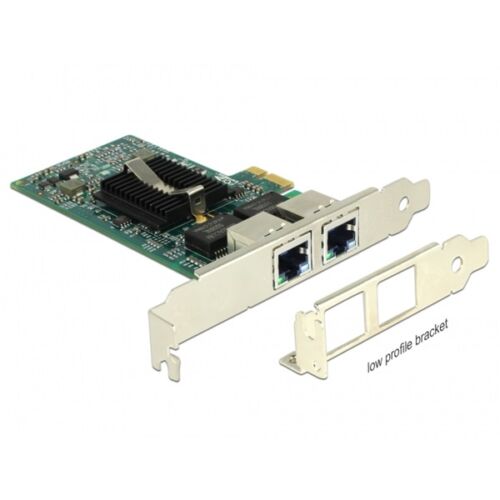 DELOCK PCI-E x1 Vezetékes hálózati Adapter, 2x Gigabit LAN i82576