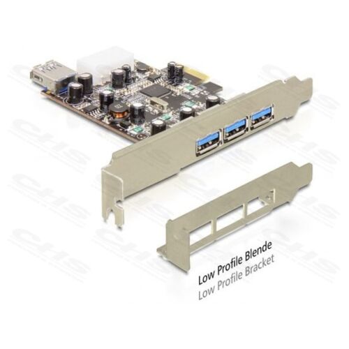 DELOCK PCI-E Bővítőkártya 3x külső + 1x belső USB 3.0 Type-A female port