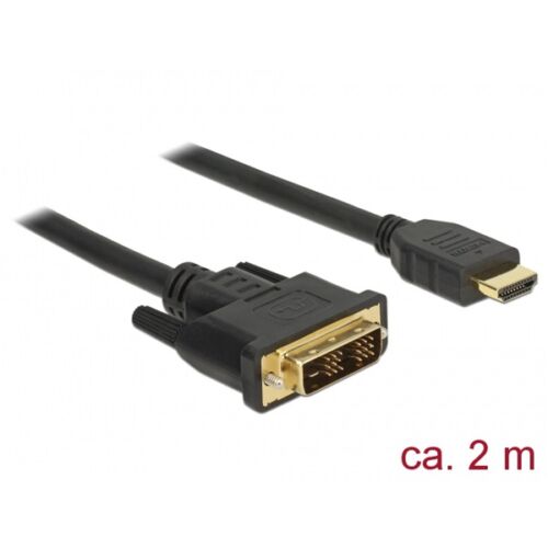 DELOCK kábel HDMI male to DVI 18+1 male kétirányú, 2m