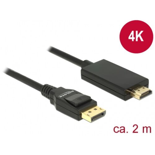 DELOCK kábel Displayport 1.2 male to HDMI-A male 4K 30Hz passzív, 2m, fekete
