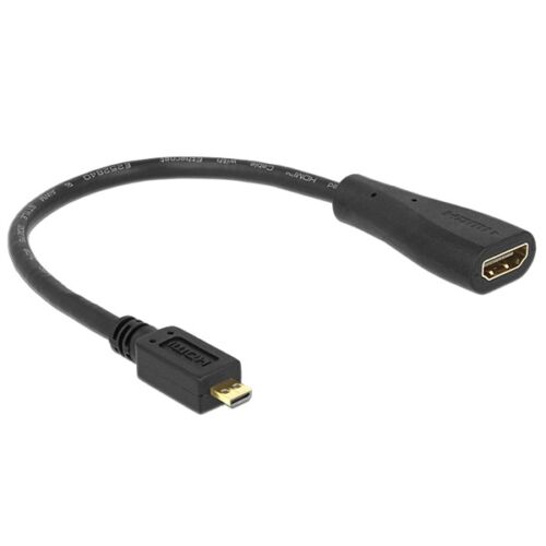 DELOCK kábel HDMI Micro-D male to HDMI-A female, 23cm