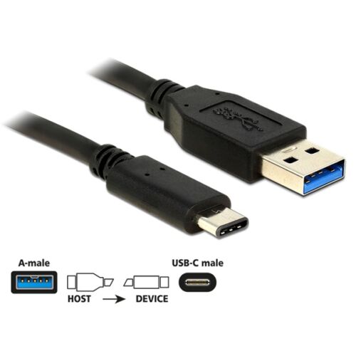 DELOCK kábel USB 3.1 Gen 2 Type-A male to USB Type-C male, 1m, fekete