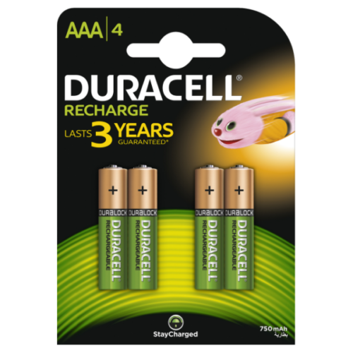 Duracell 4db AAA 750 ujratoltheto elem