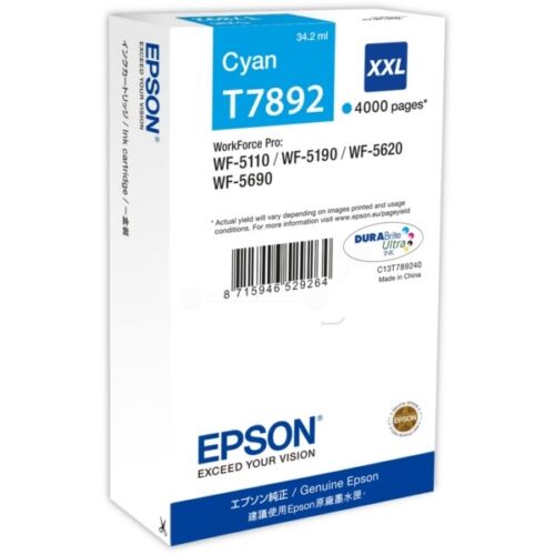 EPSON Patron WorkForce Pro WP-5000 Series Ink Cartridge XXL Kék (Cyan) 4k