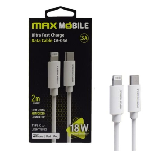 MAX MOBILE Adatkábel CA-001 Lightning-USB-C, 2 m, Fehér