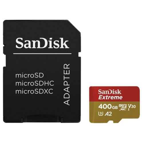 SANDISK Memóriakártya 183508, MICROSD EXTREME KÁRTYA 400GB, 160MB/s, A2 C10 V30 UHS-I U3