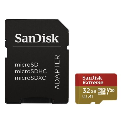 SANDISK Memóriakártya 173420, MICROSDHC EXTREME KÁRTYA 32GB, 90MB/sec. CL10, UHS-I, V30, A1