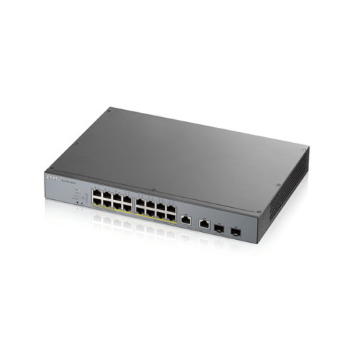 ZYXEL Switch 16x1000Mbps (16xPOE) + 2xGigabit kombó SFP Menedzselhető Rackes, GS1350-18HP-EU0101F