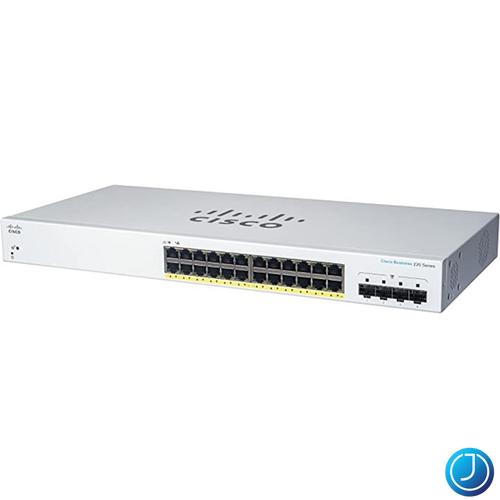 CISCO Switch 24x1000Mbps + 4x10000Mbps SFP+, Menedzselhető, Fémházas, Rackes - CBS220-24T-4X-EU