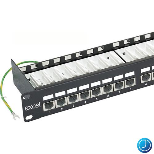 EXCEL Patch Panel Cat.6 FTP 24 portos 1U, fekete