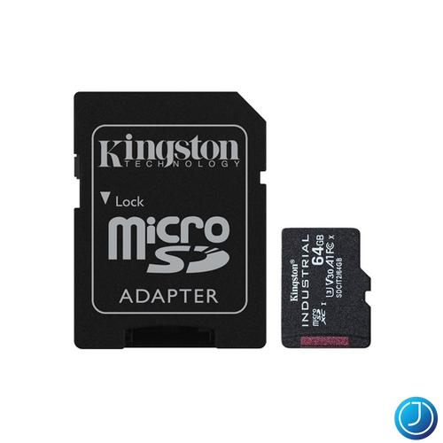 KINGSTON Memóriakártya MicroSDXC 64GB Industrial C10 A1 pSLC + Adapter