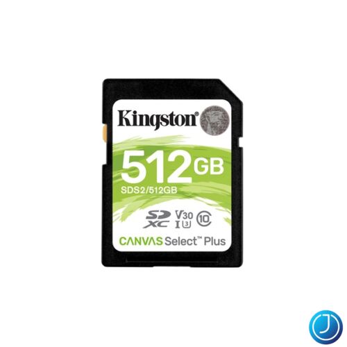 KINGSTON Memóriakártya SDXC 512GB Canvas Select Plus 100R C10 UHS-I U3 V30