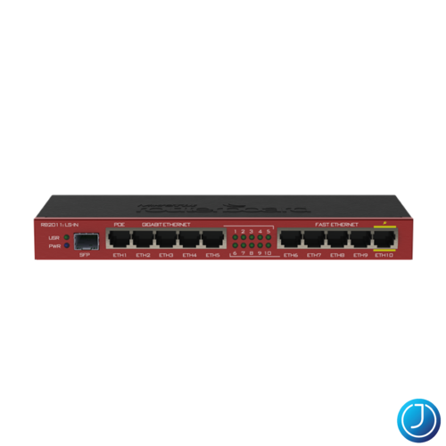 MIKROTIK Vezetékes Router RouterBOARD 5x100Mbps + 5x1000Mbps +1xSFP, Fémházas, Menedzselhető, Asztali - RB2011iLS-IN