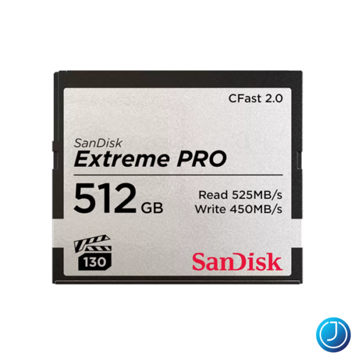 SANDISK 173409, CFAST EXTREME PRO KÁRTYA, 512GB, 525MB/SEC.