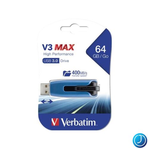 VERBATIM Pendrive, 64GB, USB 3.0, 175/80 MB/sec, "V3 MAX", kék-fekete