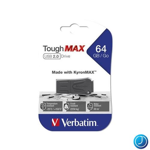 VERBATIM Pendrive, extra ellenálló, 64GB, USB 2.0, "ToughMAX", fekete